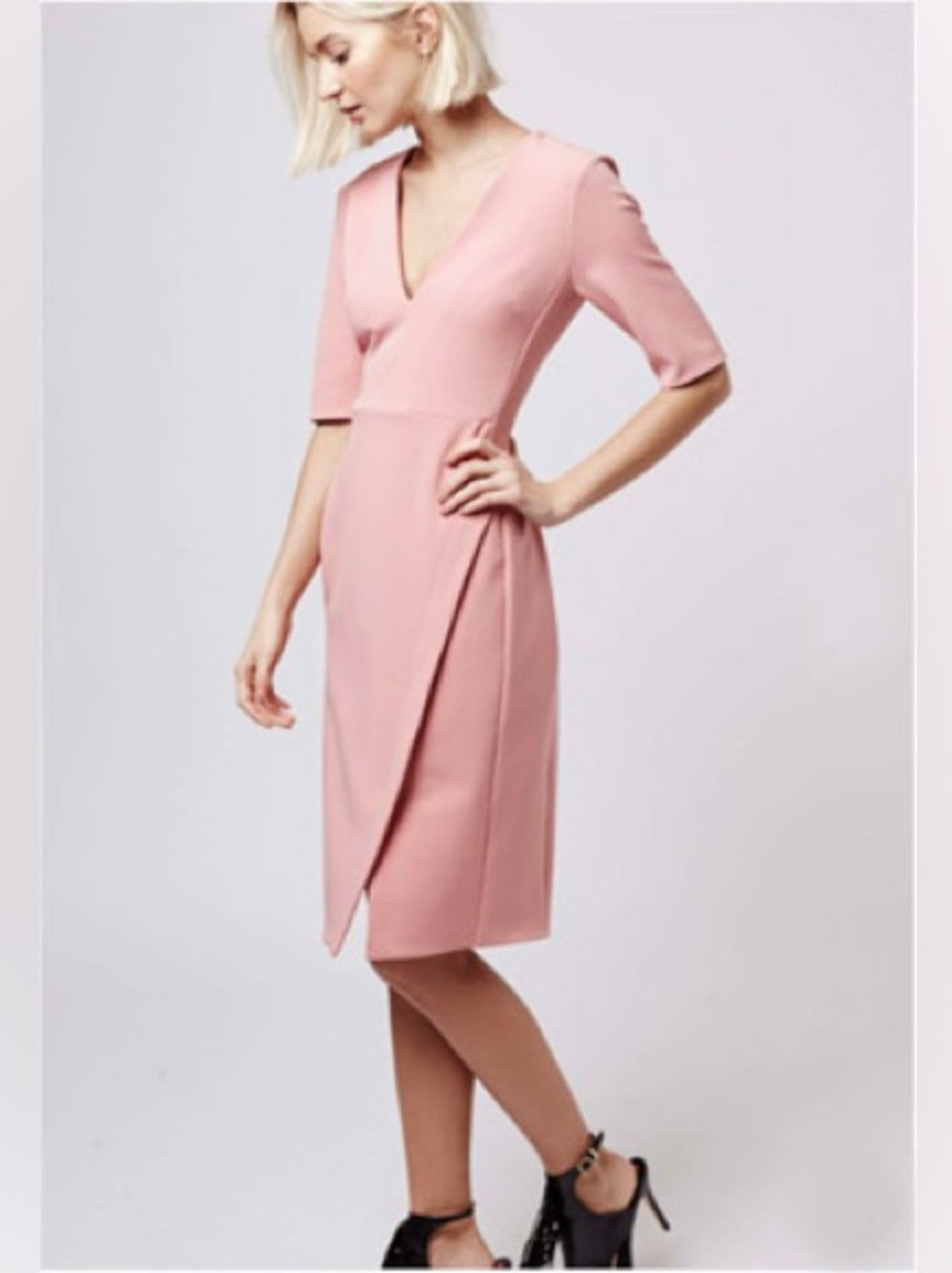 TOPSHOP V-Neck Dress, Pink